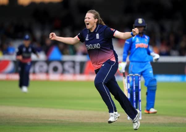 England's Anya Shrubsole celebrates the wicket of India's Rajeshwari Gayakwad during the ICC Women's World Cup Final at Lord's, London. (Picture: John Walton/PA Wire.)