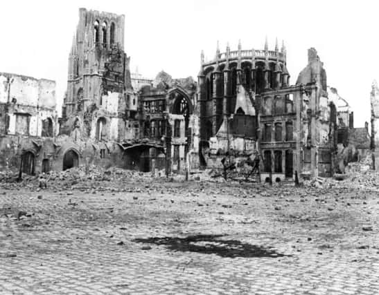 Ruined buildings in Ypres, Belgium.