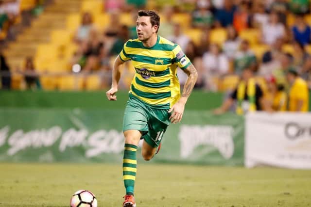 Luke Boden playing for Tampa Bay Rowdies against the Charleston Battery at Al Lang Field in April. (Picture: Matt May/Tampa Bay Rowdies)