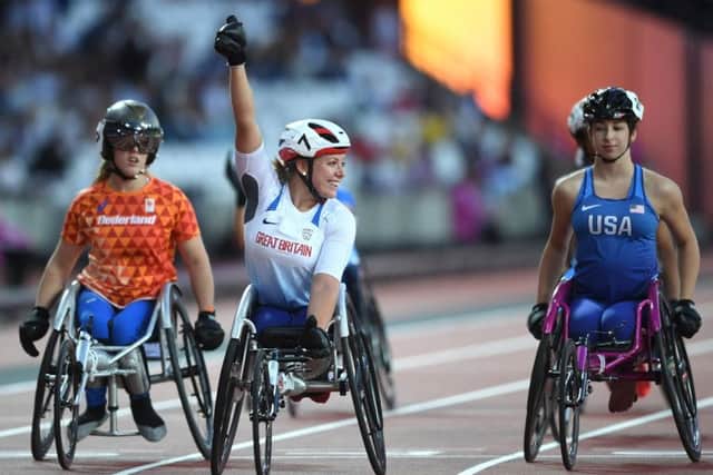 'Hurricane Hannah': Great Britain's Hannah Cockroft reacts after winning the women's 100m T34 final at the 2017 World Para Athletics Championships.