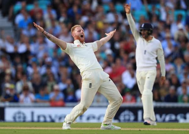England's Ben Stokes celebrates taking the wicket of South Africa's captain Faf du Plessis. Picture: Adam Davy/PA.