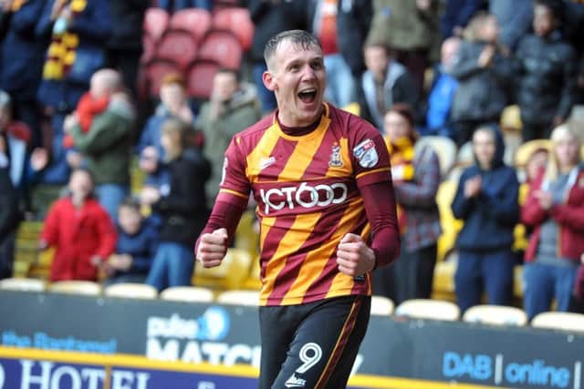 Can striker Charlie Wyke fire Bradford City back up to The Championship by the end of the 2017-18 season?  Picture Tony Johnson.