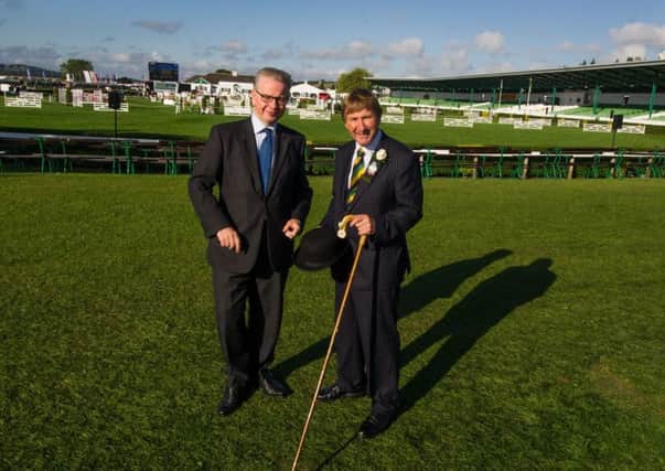 Michael Gove chatting to Great Yorkshire Show director Charles Mills at the Harrogate showground last night.