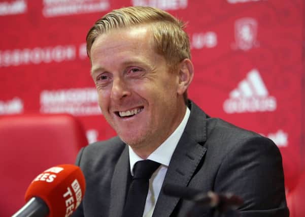 ALL SMILES: Garry Monk cut a relaxed and happy figure on his unveiling as Middlesbrough boss in June. Picture: PA.