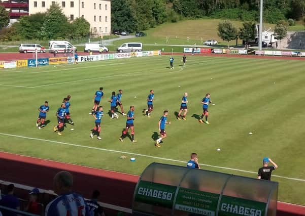 Huddersfield Town's players train ahead of this week's friendly against Stuttgart. Picture: Richard Sutcliffe.