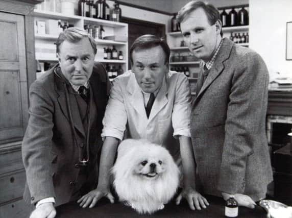 Robert Hardy, Christopher Timothy and Peter Davison in All Creatures Great and Small. Picture: BBC