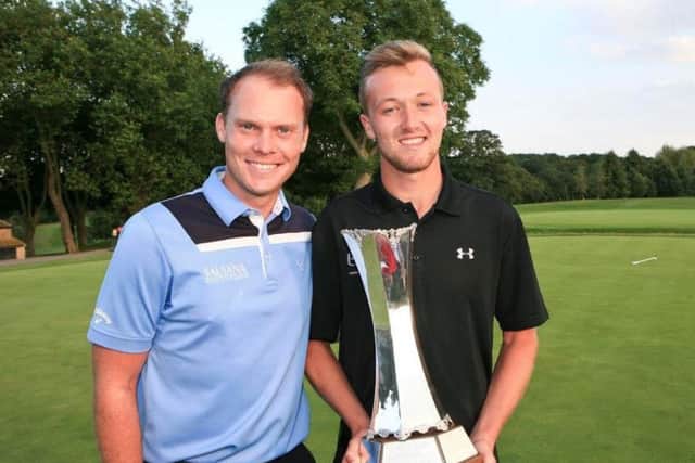 Lee Westwood Trophy winner Nick Poppleton pictured with then Masters champion Danny Willett last year (Picture: Driving Golf PR & Marketing).