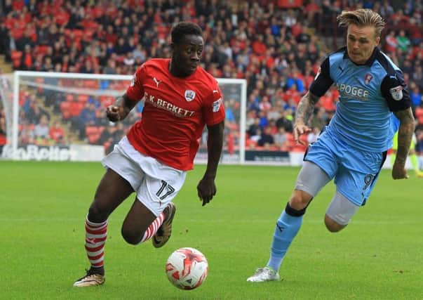 Andy Yiadom pictured on the ball for Barnsley last season.