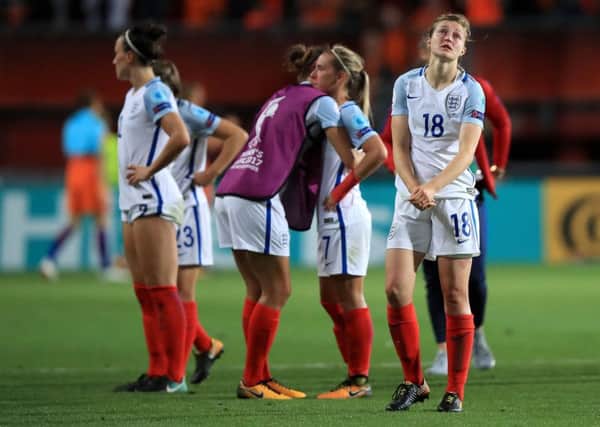Englands dejection is clear, particularly that of Ellen White, right, after their 3-0 defeat to hosts Holland in the Womens Euro 2017 semi-finals (Picture: Mike Egerton/PA wire).