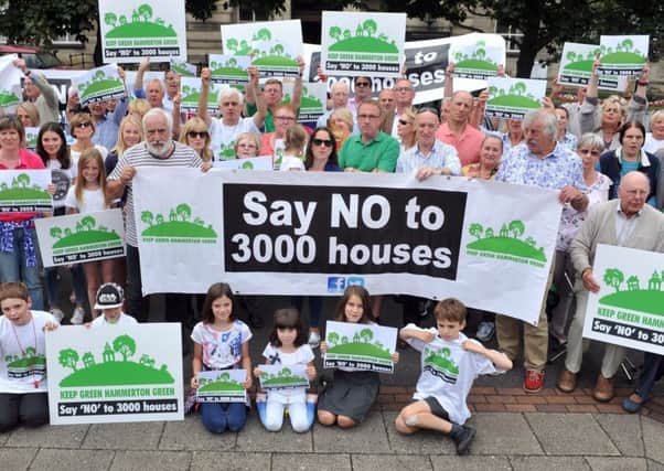 Green Hammerton residents protest outside the offices of Harrogate Borough Council.