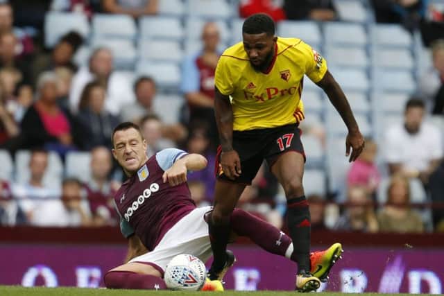 Aston Villa's John Terry (left) and Watford's Jerome Sinclair during the Graham Taylor tribute match at Villa Park, Birmingham.