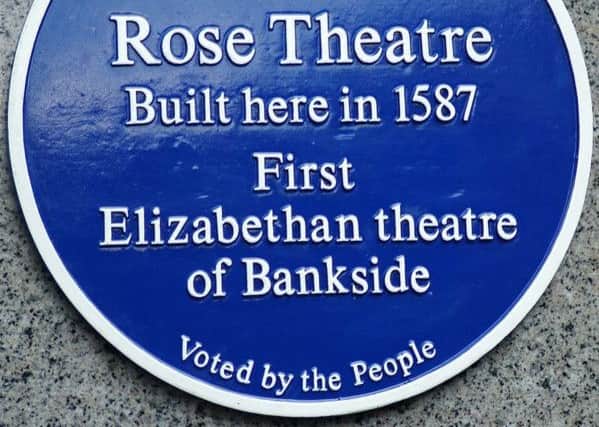 The plaque on the site of where London's Rose Theatre once stood.