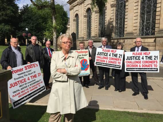 Julie Hambleton and other Birmingham pub bombings campaigners from the Justice4the21 group launch an appeal to crowd-fund a High Court challenge