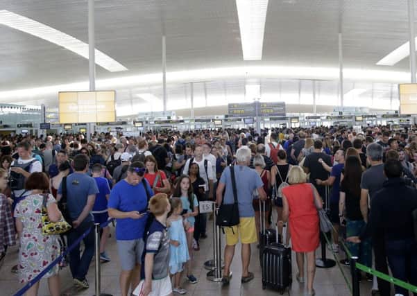 Long delays at Barcelona's airport.