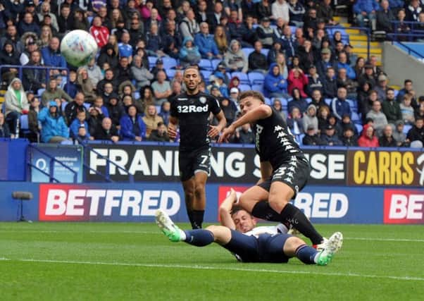 Leeds United's Kalvin Phillips scores his second goal - and his side's third - against Bolton (Picture: Tony Johnson).
