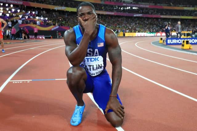 USA's Justin Gatlin after winning the Men's 100m Final during day two of the 2017 IAAF World Championships at the London Stadium. (Picture: Adam Davy/PA Wire)