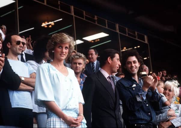 Prince Charles and Diana at Live Aid in 1985.