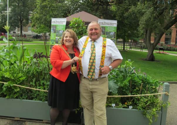 Lord Mayor of Leeds Coun Jane Dowson pictured with Phil Gomersall