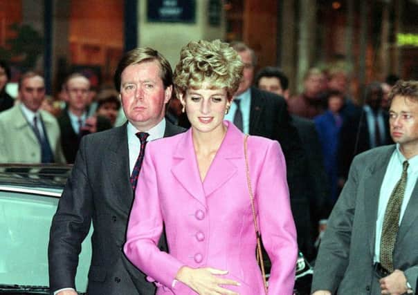 The Princess of Wales with her bodyguard Inspector Ken Wharfe in 1992. Photo: Martin Keene/PA Wire