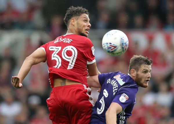 Match-winner: Middlesbrough scorer Rudy Gestede, left, and Sheffield United's Jack O'Connell battle for the ball.
Picture: Owen Humphreys/PA
