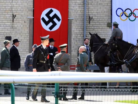 Swastikas and Nazis at Doncaster Racecourse.