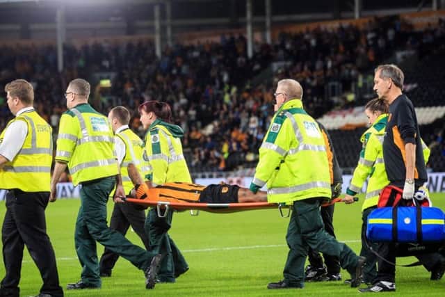 Abel Hernandez was stretchered off late on