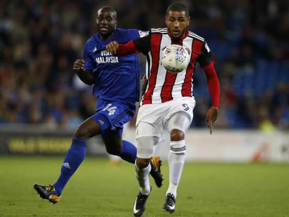 Leon Clarke on the ball for Sheffield United at Cardiff (Photo: Sportimage)