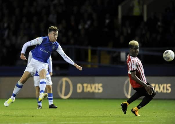 Out of nothing: David Jones thumps home Sheffield Wednesdays equaliser to spark a late flurry of chances against Sunderland last night. (Picture: Steve Ellis)