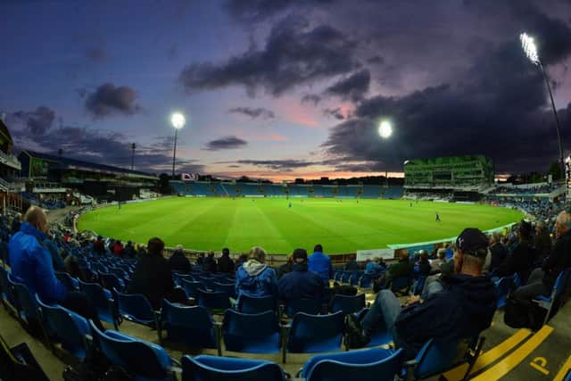 The sun sets over Headingley as Yorkshire beat Leicstershire by 20 runs.
16 May 2017.