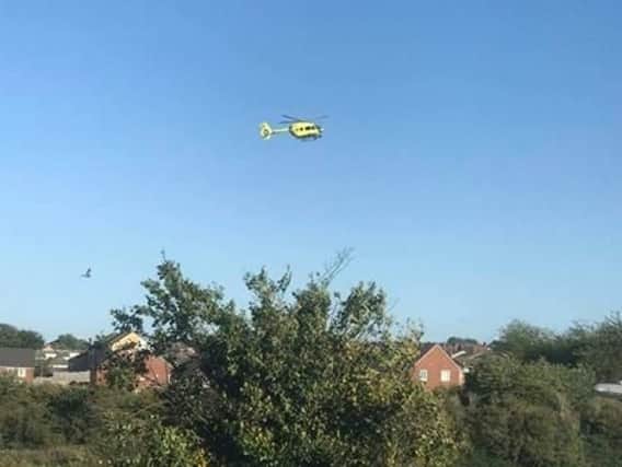 The air ambulance at the scene this evening