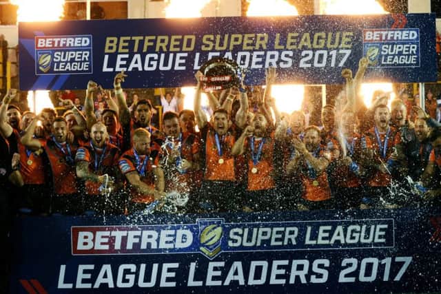 Castleford celebrate with the League Leaders' Shield