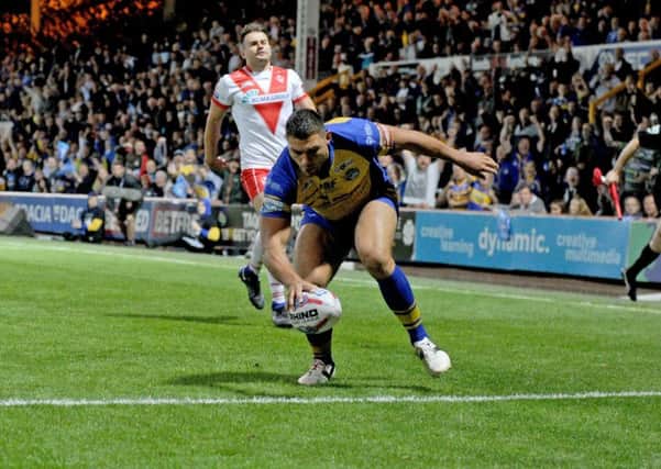 Ryan Hall goes over for a try.