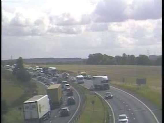 Delays are building on the A1 near Pontefract. Picture: Highways England/Crown.