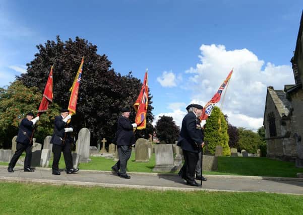 The service of dedication of the retiring Standard of the Merchant Navy Association and Thanksgiving for the life of Colin Armitage. Picture: Bruce Rollinson