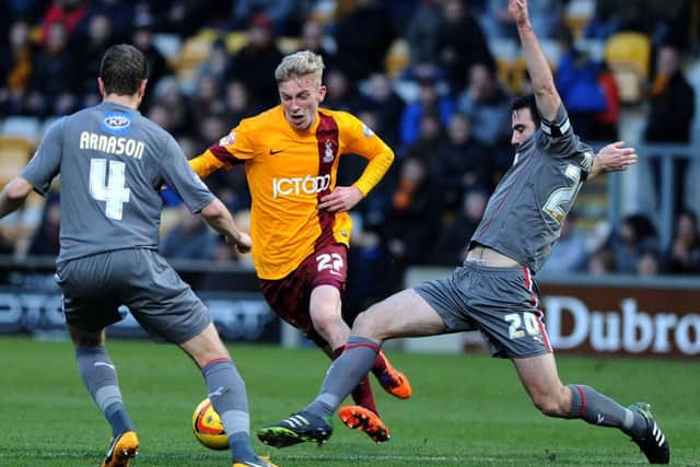 Breaking through: Oliver McBurnie in his early days at Bradford City.