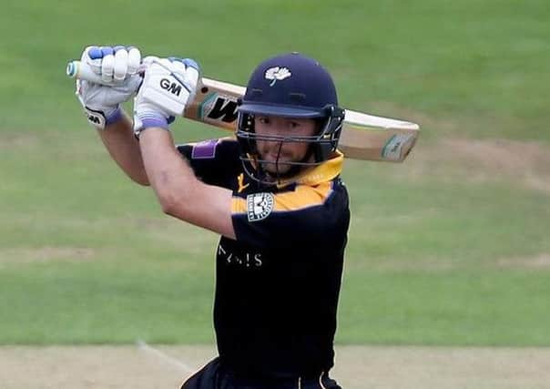 Record-maker: Yorkshire's Adam Lyth scored a British domestic T20 record scoreof 161 in the match against Northamptonshire at Headingley.