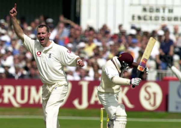 Got him: Yorkshire's Craig White traps Brian Lara lbw in the fourth Test at Headingley in 2000.