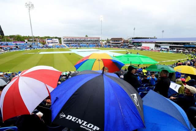 Umbrellas went up at Headingley last year when England hosts Sri Lanka in May. Picture: Nigel French/PA