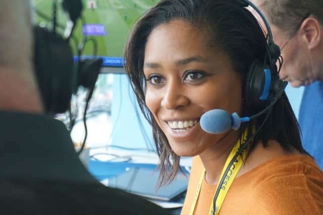 Ebony Rainford-Brent in the commentary box. (BBC).