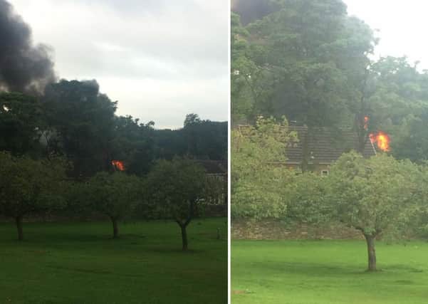View of fire at Lydgate Park, Lightcliffe. Pictures by Sam Denham