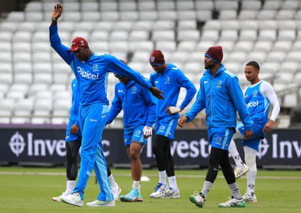 FOLLOW THE LEADER: West Indies' captain Jason Holder leads his players during Thursday's nets session at Headingley. Picture: Tim Goode/PA.