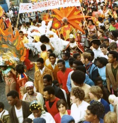 The carnival procession in its early days.