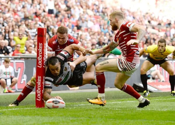 Mate Fonua of Hull FC scores his sides third try of the match (Picture: Richard Blaxall/SWpix.com)