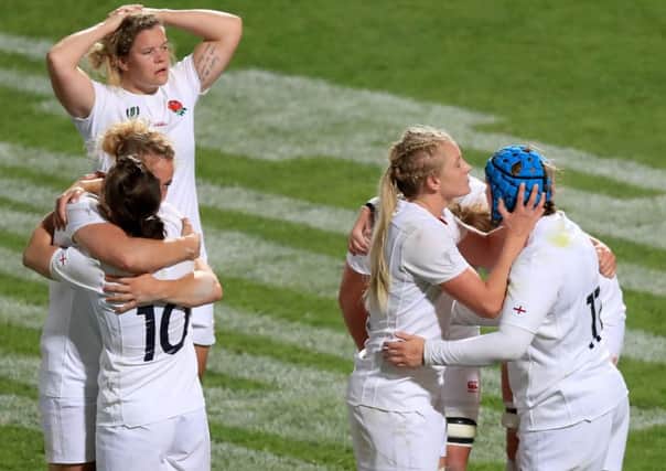 Dejected: Englands women were defeated by the Black Fearns of New Zealand in a pulsating final on Saturday. (Picture: Donall Farmer/PA)