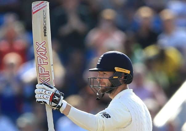 England's Mark Stoneman reaches his half-century during day three of the the second Investec Test match at Headingley (Picture: Nigel French/PA Wire)