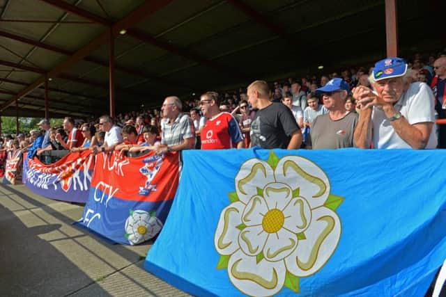 York City fans pictured at yesterdays National League North home defeat to FC United of Manchester (Picture: Bruce Rollinson).