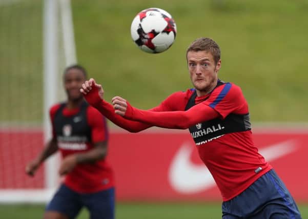 Sheffield's Jamie Vardy during a England training session at St Georges' Park, Burton.