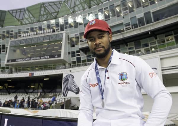 Shai Hope pictured after becoming the first man to score two hundreds in a first-class game at Headingley (Picture: Allan McKenzie/SWpix.com).