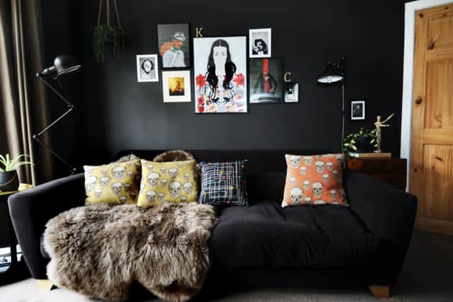 Interior designer Karen Knox painted her sitting room in off-black