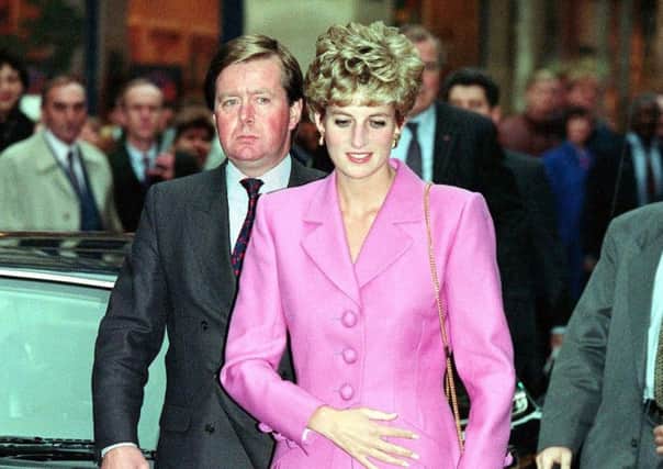 Diana, Princess of Wales with her bodyguard Ken Wharfe.